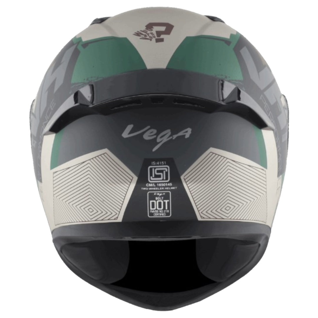 GUB Vega Bolt Army ISI and DOT Certified Full Face Helmet with Clear Visor