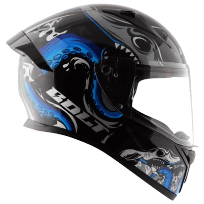 Vega Bolt Octopus ISI and DOT Certified Full Face Helmet for Men with Clear Visor