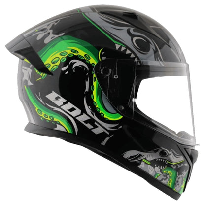 Vega Bolt Octopus ISI and DOT Certified Full Face Helmet for Men with Clear Visor
