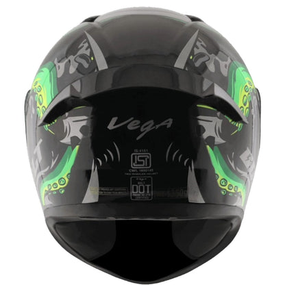 Vega Bolt Octopus ISI and DOT Certified Full Face Helmet for Men with Clear Visor