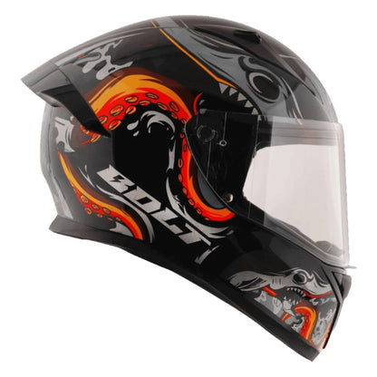 Vega Bolt Octopus ISI and DOT Certified Full Face Helmet for Men with Clear Visor