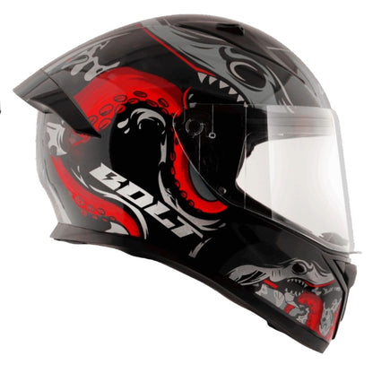Vega Bolt Octopus ISI and DOT Certified Full Face Helmet for Men with Clear Visor