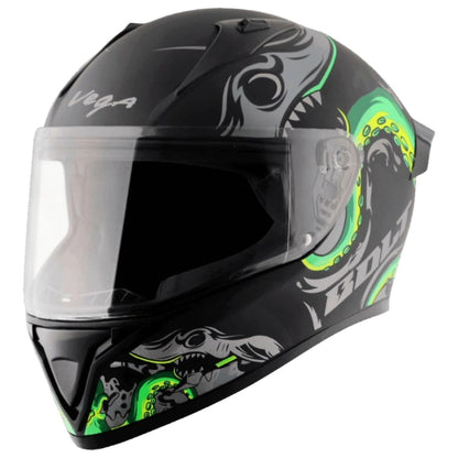 Vega Bolt Octopus ISI and DOT Certified Full Face Helmet for Men with Clear Visor