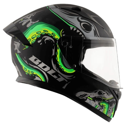 Vega Bolt Octopus ISI and DOT Certified Full Face Helmet for Men with Clear Visor