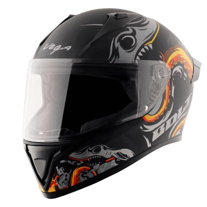 Vega Bolt Octopus ISI and DOT Certified Full Face Helmet for Men with Clear Visor