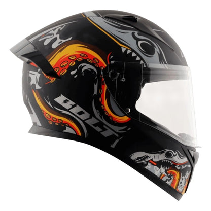 Vega Bolt Octopus ISI and DOT Certified Full Face Helmet for Men with Clear Visor