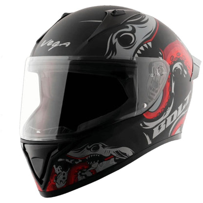 Vega Bolt Octopus ISI and DOT Certified Full Face Helmet for Men with Clear Visor