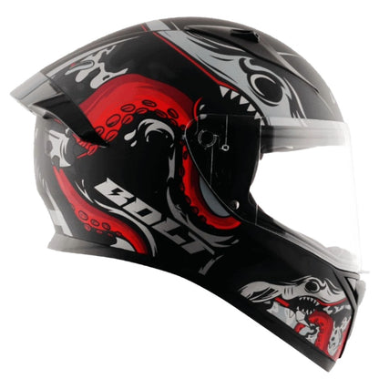 Vega Bolt Octopus ISI and DOT Certified Full Face Helmet for Men with Clear Visor