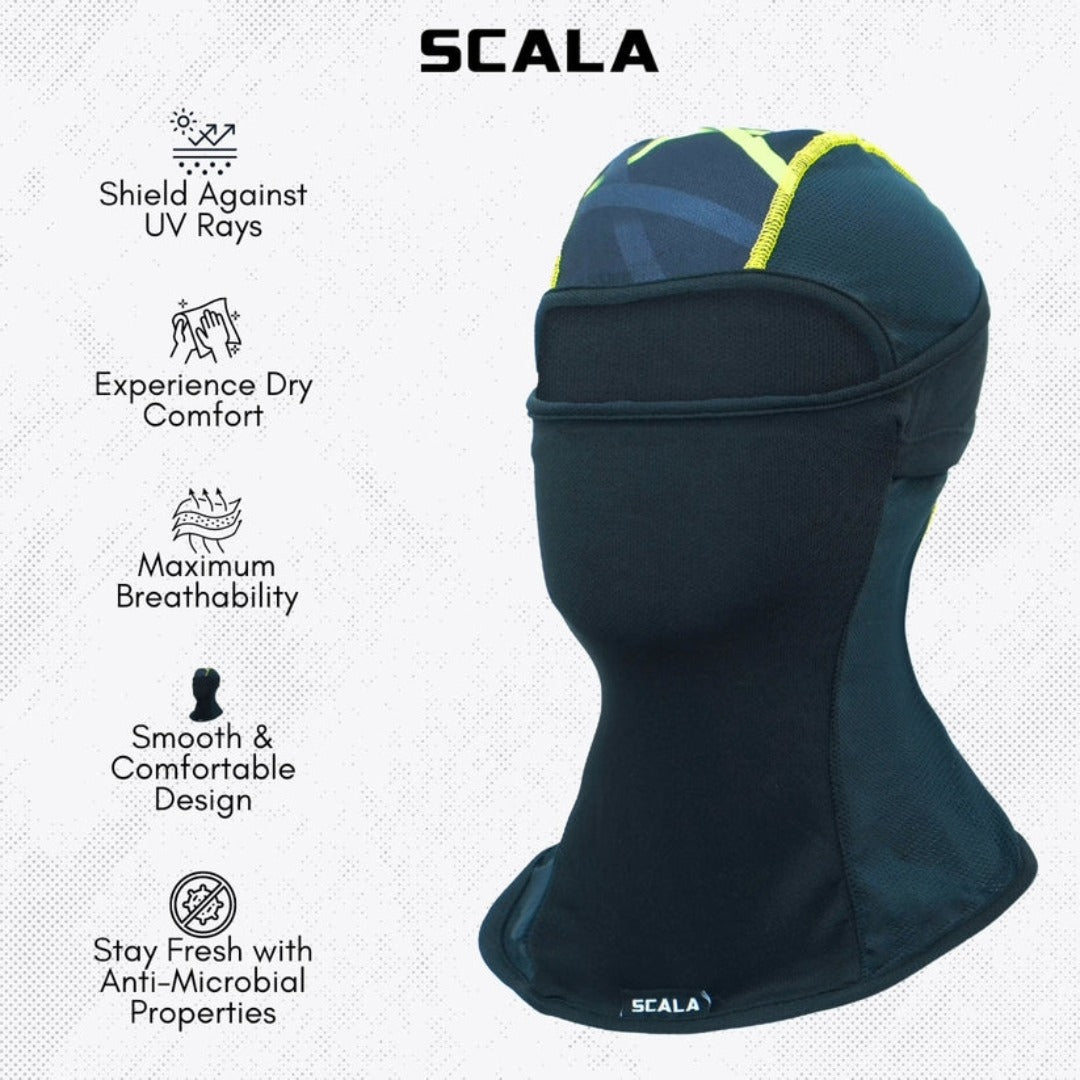 SCALA Coolknit Multipanel Balaclava Face Mask for Men & Women Balaclava for Bike Riding, UV Protected Breathable Helmet Liner, Anti-Hair Fall, Sweat Absorbing & Odour Free