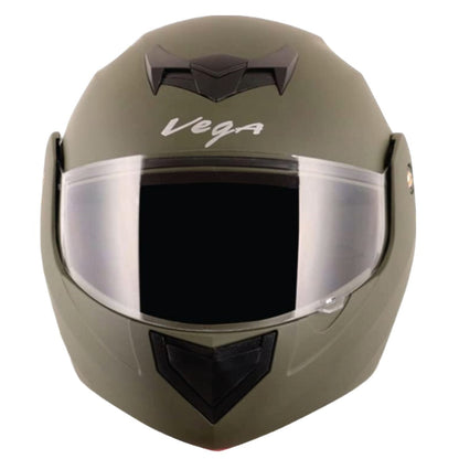 Vega Crux ISI Certified Flip-Up Helmet for Men and Women with Clear Visor