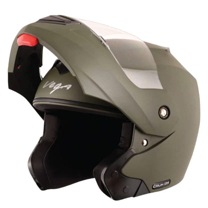 Vega Crux ISI Certified Flip-Up Helmet for Men and Women with Clear Visor