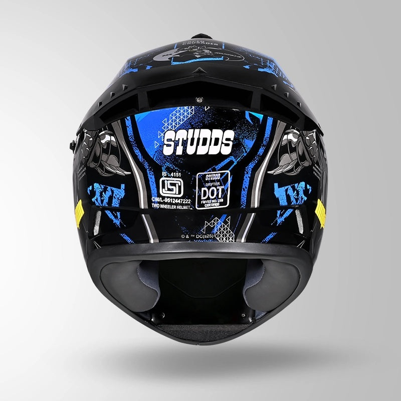 GUB STUDDS DRIFTER BATMAN EDITION HELMET WITH DUAL VISOR ISI AND DOT CERTIFICATION