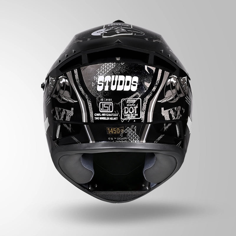 GUB STUDDS DRIFTER BATMAN EDITION HELMET WITH DUAL VISOR ISI AND DOT CERTIFICATION