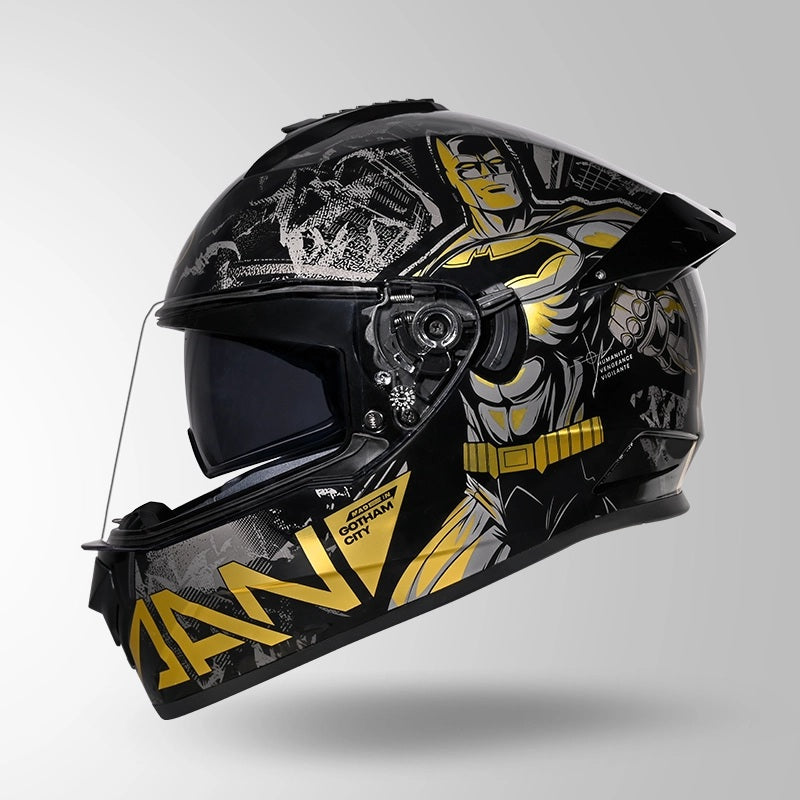 GUB STUDDS DRIFTER BATMAN EDITION HELMET WITH DUAL VISOR ISI AND DOT CERTIFICATION