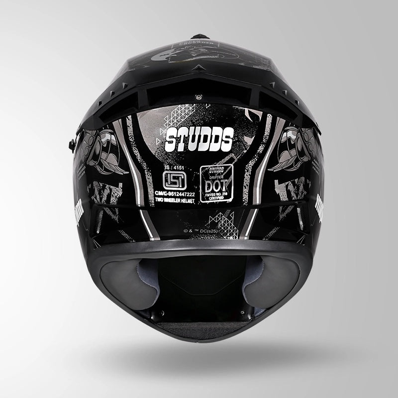 GUB STUDDS DRIFTER BATMAN EDITION HELMET WITH DUAL VISOR ISI AND DOT CERTIFICATION