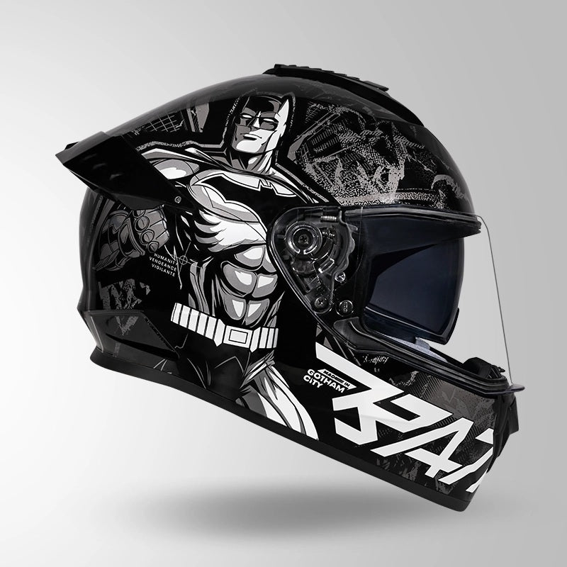 GUB STUDDS DRIFTER BATMAN EDITION HELMET WITH DUAL VISOR ISI AND DOT CERTIFICATION