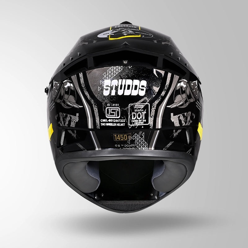 GUB STUDDS DRIFTER BATMAN EDITION HELMET WITH DUAL VISOR ISI AND DOT CERTIFICATION