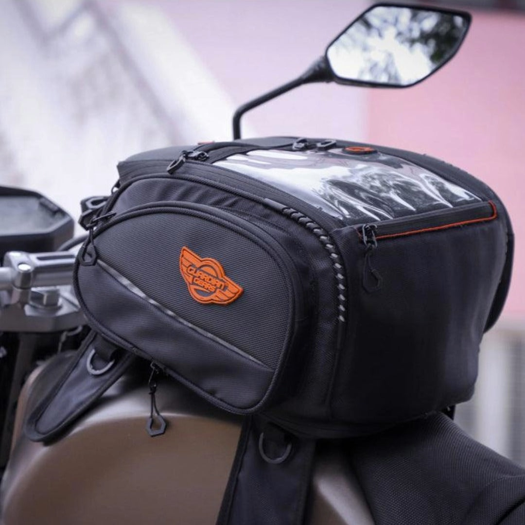 GUARDIANGEARS Jaws 28L Magnetic Tank Bag with Waterproof Rain Cover for All Motorcycles with Metal Tank from 100CC to 1000CC