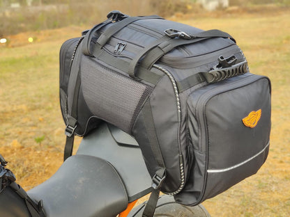GUARDIANGEARS Rhino Mini 50L Tail Bag with Rain Cover fits on All Motorcycles from 100CC to 1000CC, Polyester
