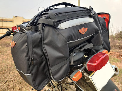 GUARDIANGEARS Rhino 70L Tail Polyester Bag with Rain Cover for All Motorcycles from 100CC to 1000CC