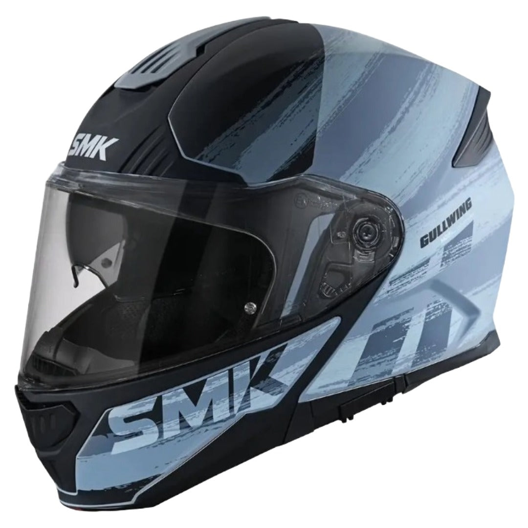 SMK Gullwing Tourleader Flip Up Dual Visor Helmet for Men, Women, ISI DOT ECE 22.06 Certified