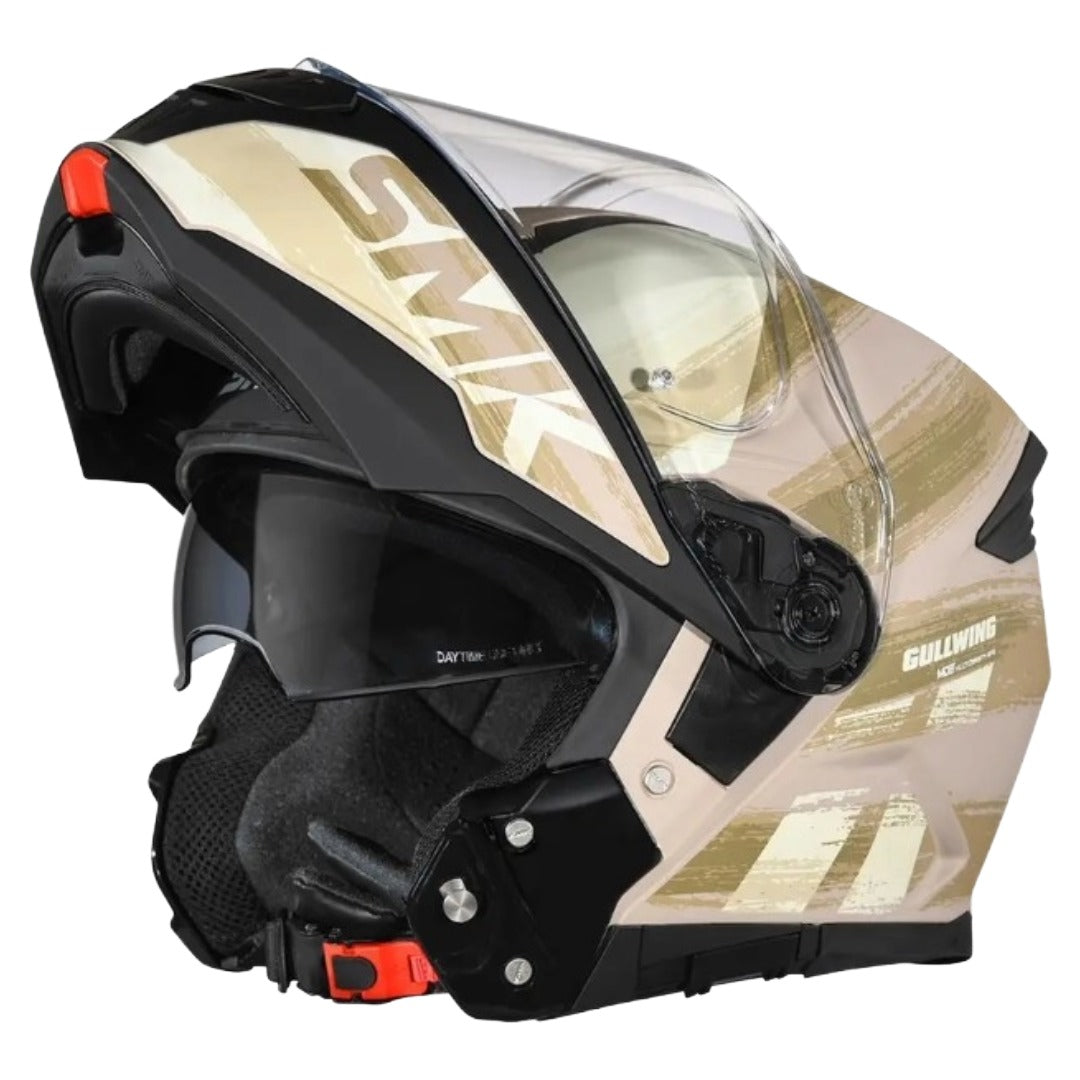 SMK Gullwing Tourleader Flip Up Dual Visor Helmet for Men, Women, ISI DOT ECE 22.06 Certified
