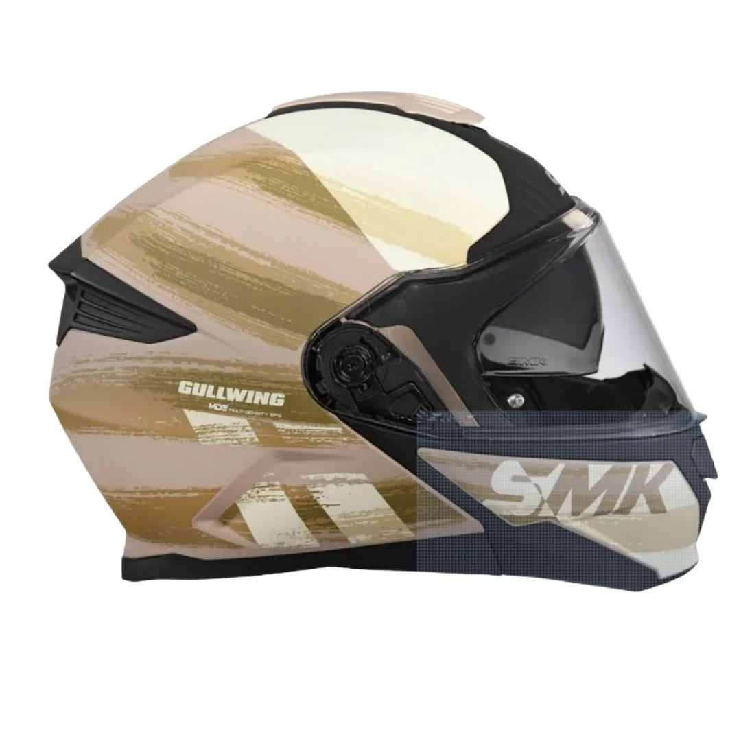SMK Gullwing Tourleader Flip Up Dual Visor Helmet for Men, Women, ISI DOT ECE 22.06 Certified