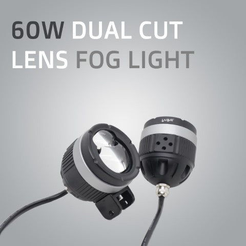 HJG 124 Ultra wide Dual Lens Fog Light – (60×2)120W LED with White/Yellow Beams for Bikes and Cars – HJG P49