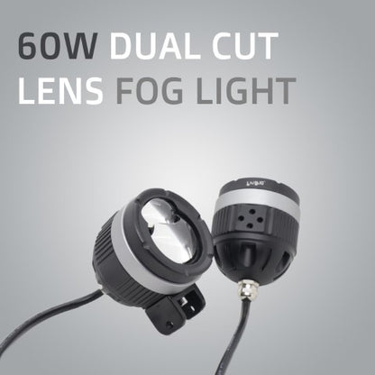HJG 124 Ultra wide Dual Lens Fog Light – (60×2)120W LED with White/Yellow Beams for Bikes and Cars – HJG P49