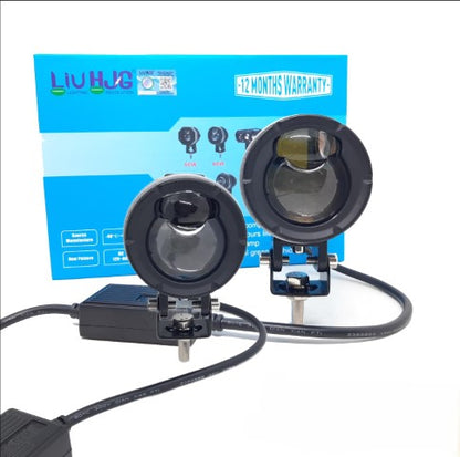 HJG 124 Ultra wide Dual Lens Fog Light – (60×2)120W LED with White/Yellow Beams for Bikes and Cars – HJG P49