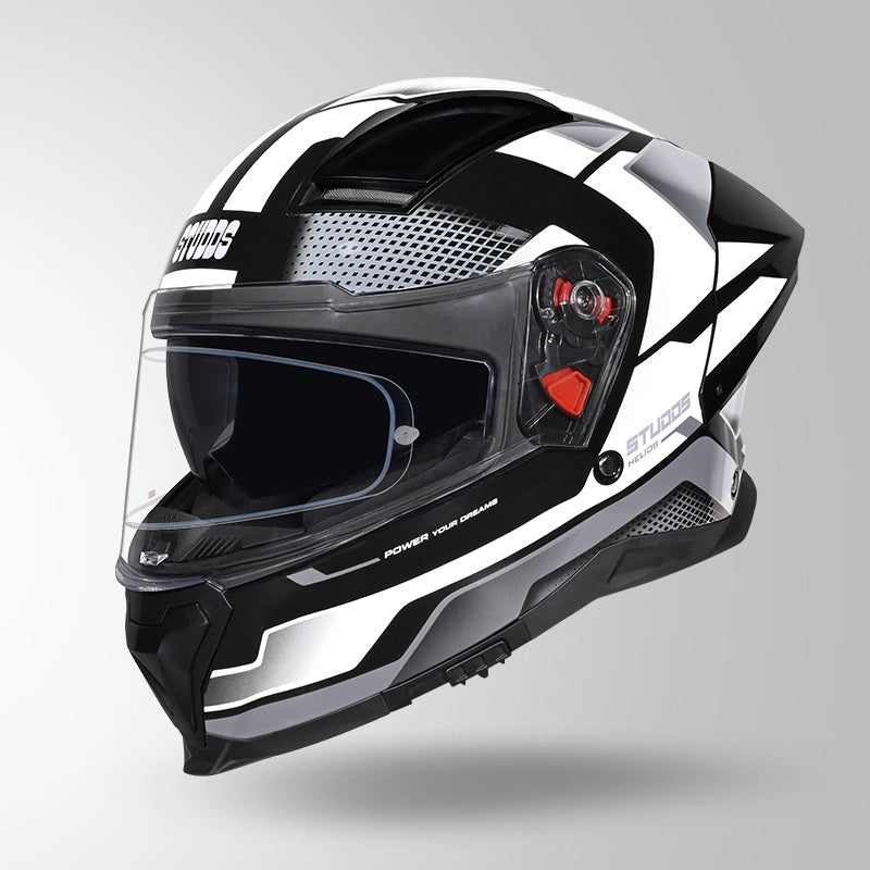 GUB STUDDS Helios Asphalt D1 Glossy Finish Full Face ISI and DOT Certified Helmet with Dual Visor