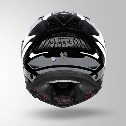 STUDDS Helios Asphalt D1 Glossy Finish Full Face ISI and DOT Certified Helmet with Dual Visor