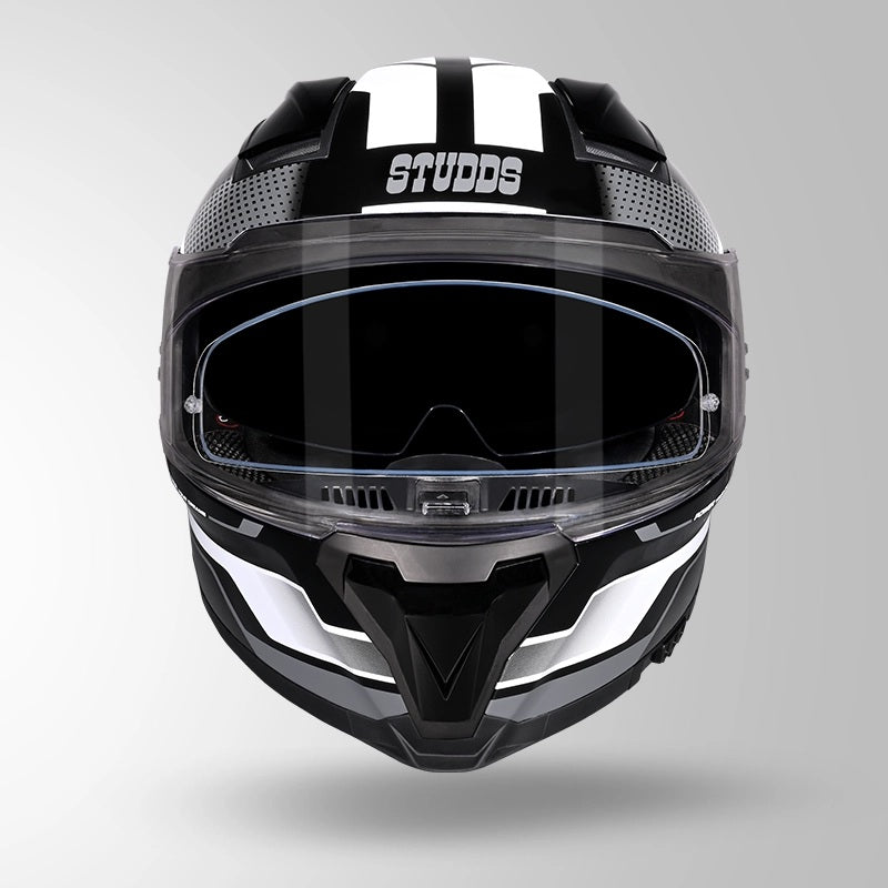 GUB STUDDS Helios Asphalt D1 Glossy Finish Full Face ISI and DOT Certified Helmet with Dual Visor