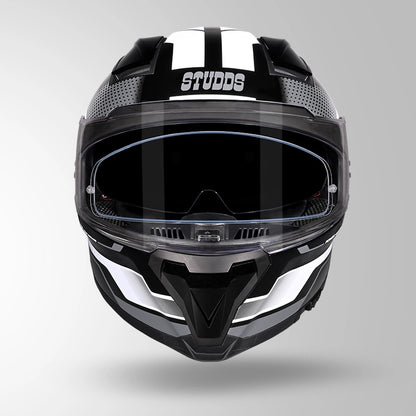 STUDDS Helios Asphalt D1 Glossy Finish Full Face ISI and DOT Certified Helmet with Dual Visor