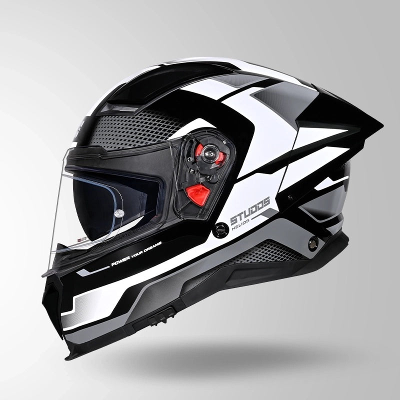 GUB STUDDS Helios Asphalt D1 Glossy Finish Full Face ISI and DOT Certified Helmet with Dual Visor