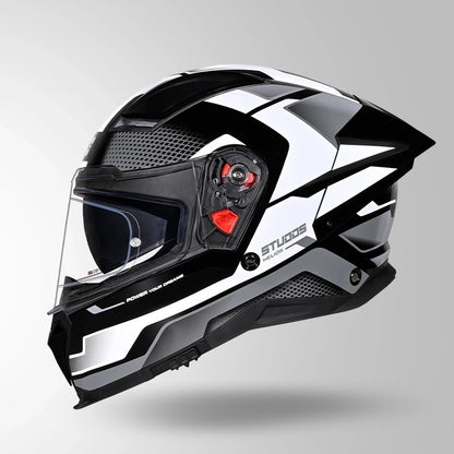 STUDDS Helios Asphalt D1 Glossy Finish Full Face ISI and DOT Certified Helmet with Dual Visor