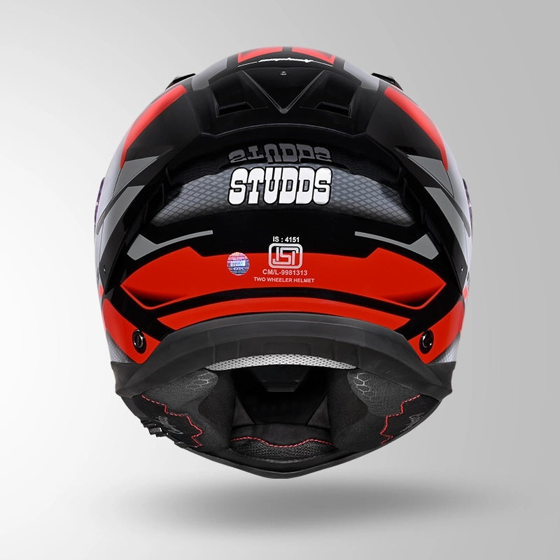 GUB STUDDS Helios Asphalt D1 Glossy Finish Full Face ISI and DOT Certified Helmet with Dual Visor