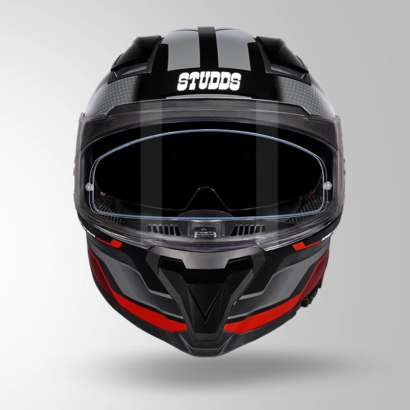 GUB STUDDS Helios Asphalt D1 Glossy Finish Full Face ISI and DOT Certified Helmet with Dual Visor