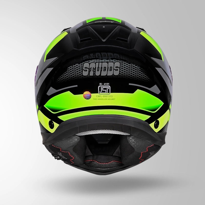GUB STUDDS Helios Asphalt D1 Glossy Finish Full Face ISI and DOT Certified Helmet with Dual Visor