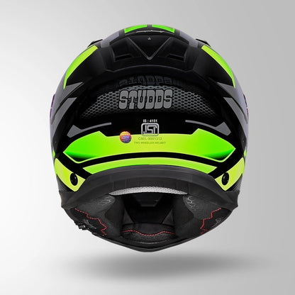 STUDDS Helios Asphalt D1 Glossy Finish Full Face ISI and DOT Certified Helmet with Dual Visor