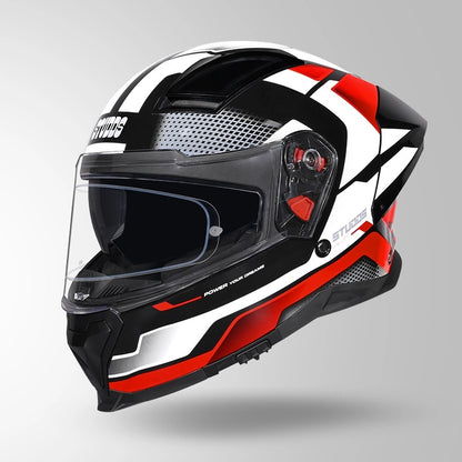 STUDDS Helios Asphalt D1 Glossy Finish Full Face ISI and DOT Certified Helmet with Dual Visor