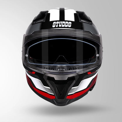STUDDS Helios Asphalt D1 Glossy Finish Full Face ISI and DOT Certified Helmet with Dual Visor