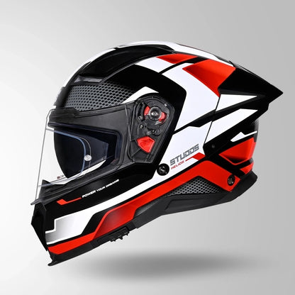 STUDDS Helios Asphalt D1 Glossy Finish Full Face ISI and DOT Certified Helmet with Dual Visor