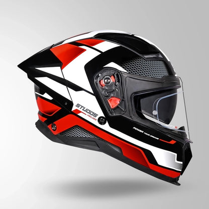 STUDDS Helios Asphalt D1 Glossy Finish Full Face ISI and DOT Certified Helmet with Dual Visor