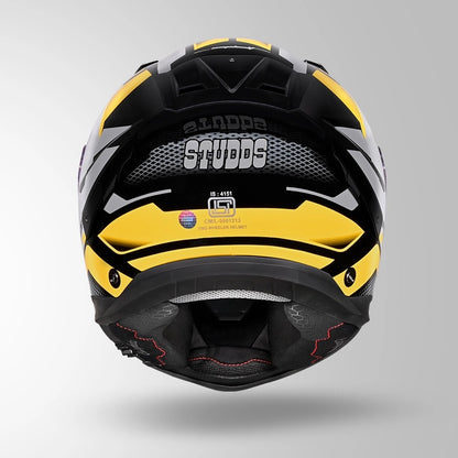 STUDDS Helios Asphalt D1 Glossy Finish Full Face ISI and DOT Certified Helmet with Dual Visor