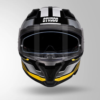 STUDDS Helios Asphalt D1 Glossy Finish Full Face ISI and DOT Certified Helmet with Dual Visor