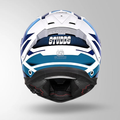 STUDDS Helios Asphalt D1 Glossy Finish Full Face ISI and DOT Certified Helmet with Dual Visor