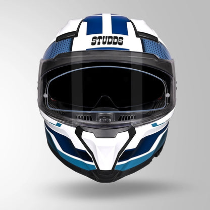 STUDDS Helios Asphalt D1 Glossy Finish Full Face ISI and DOT Certified Helmet with Dual Visor