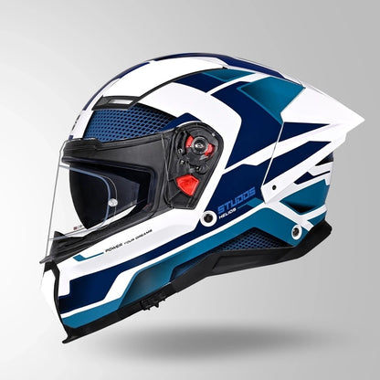 STUDDS Helios Asphalt D1 Glossy Finish Full Face ISI and DOT Certified Helmet with Dual Visor