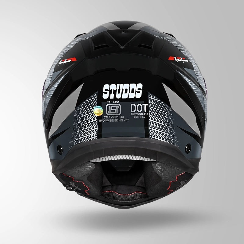 GUB STUDDS Helios Circuit D2 Glossy Finish Full Face Pinlock and Antifog ISI and DOT Certified Helmet with Dual Visor